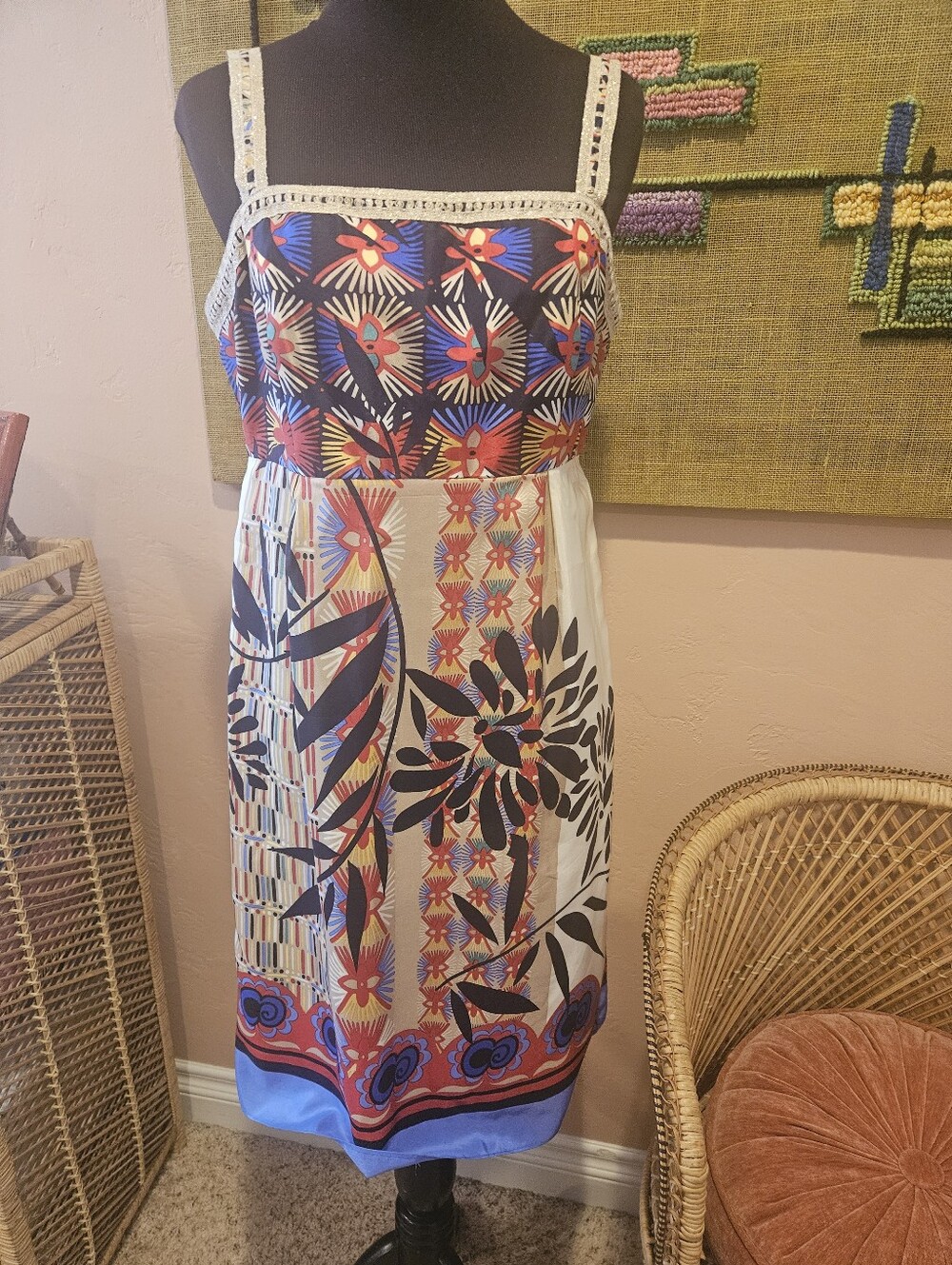 Anthropologie Muse Silk Tribal/Boho Print Mini Dress